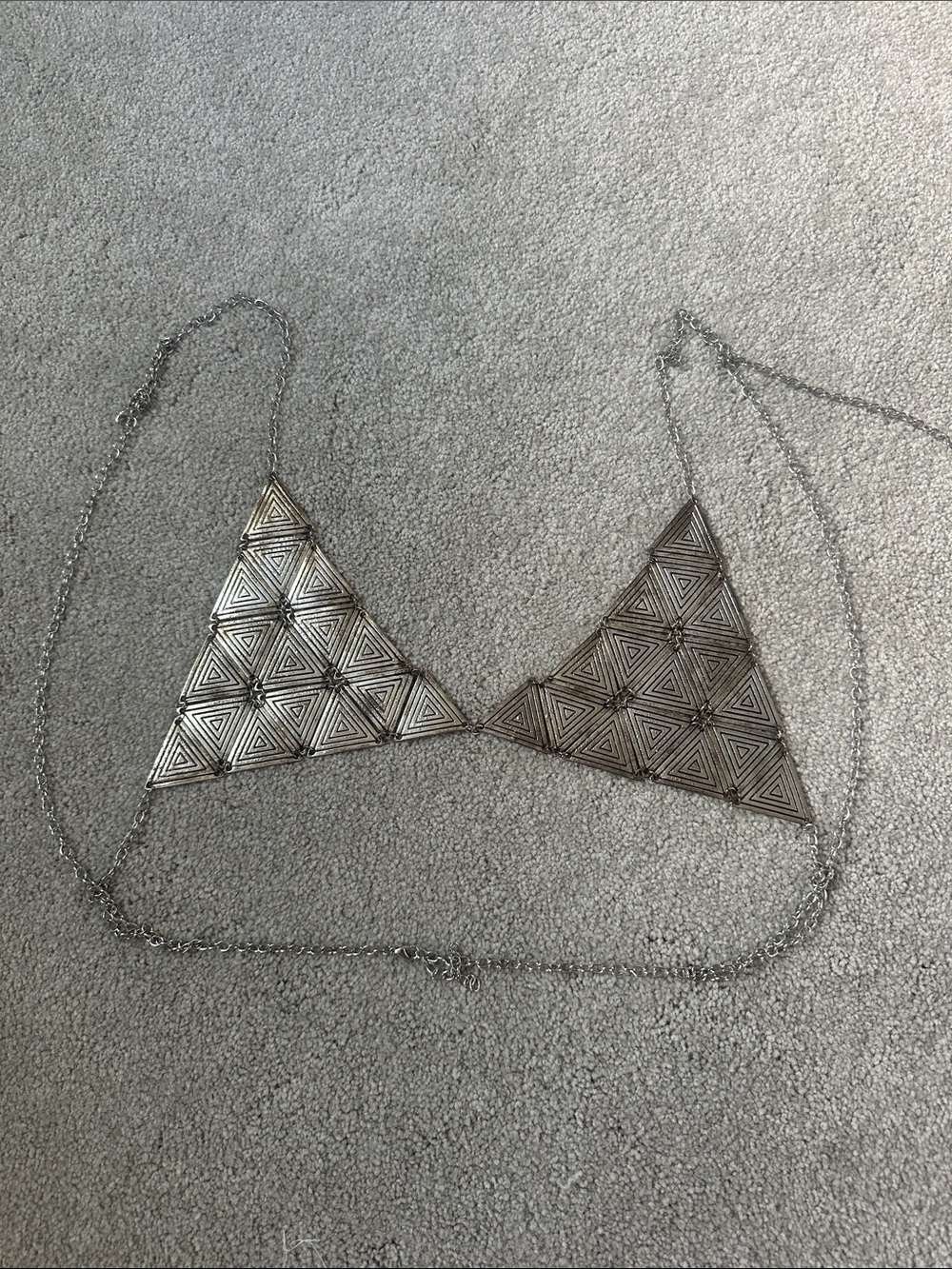 AKIRA Metallic Silver Geometric Triangle Bralette